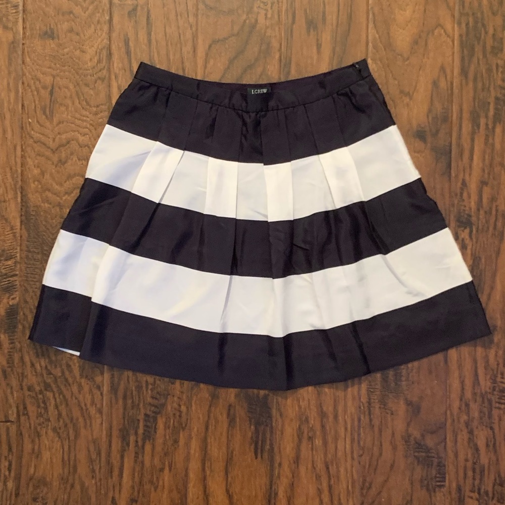 J Crew Factory Navy and Ivory Stripe Skirt